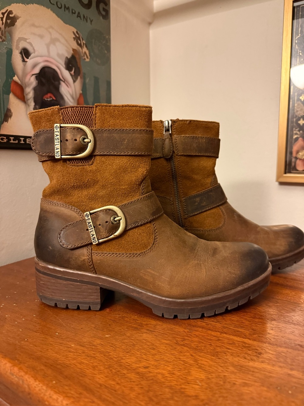 Eastland Gracie Double Buckle Moto Boots - Size 8M